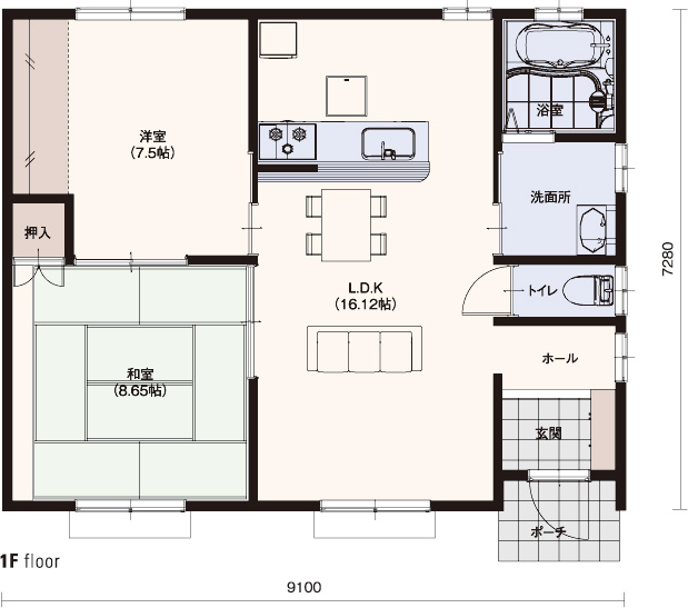 ■1F面積/65.42m² ■延床面積/65.42m²(19.78坪)