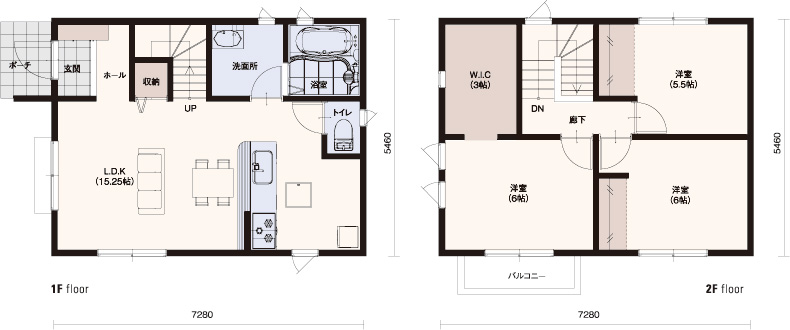 ■1F面積/39.74m² ■2F面積/39.74m² ■延床面積/79.48m²(24.04坪)