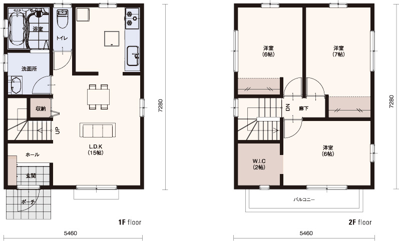 ■1F面積/39.74m² ■2F面積/39.74m² ■延床面積/79.48m²(24.04坪)