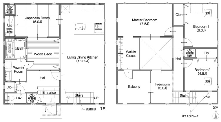 ■1F面積/43.06m²(13.02坪) ■2F面積/41.40m²(12.52坪) ■延床面積/84.46m²(25.54坪)